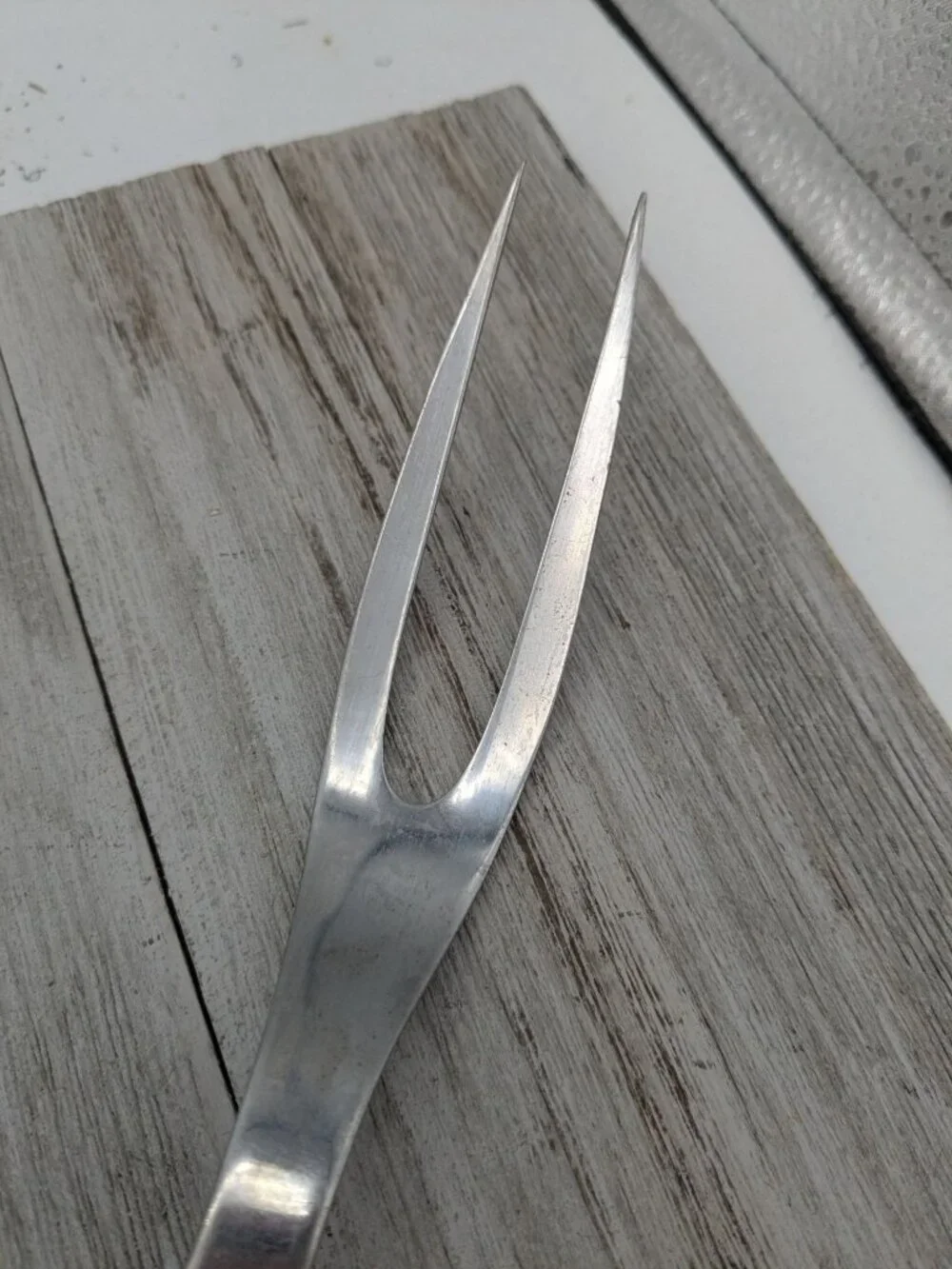 Vintage Regent Sheffield Solid Stainless Steel Meat Serving Fork Star Design